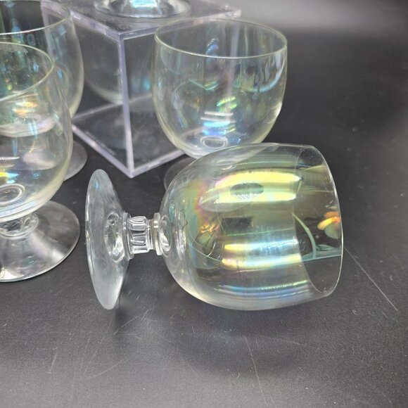 Mercury Glass Cocktail Glasses Vintage Barware Set Of 5 Iridescent Clear JJ4028 - Picture 3 of 8